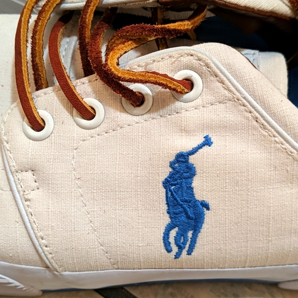 Polo ralph lauren blue cream shoes 9.5 as new